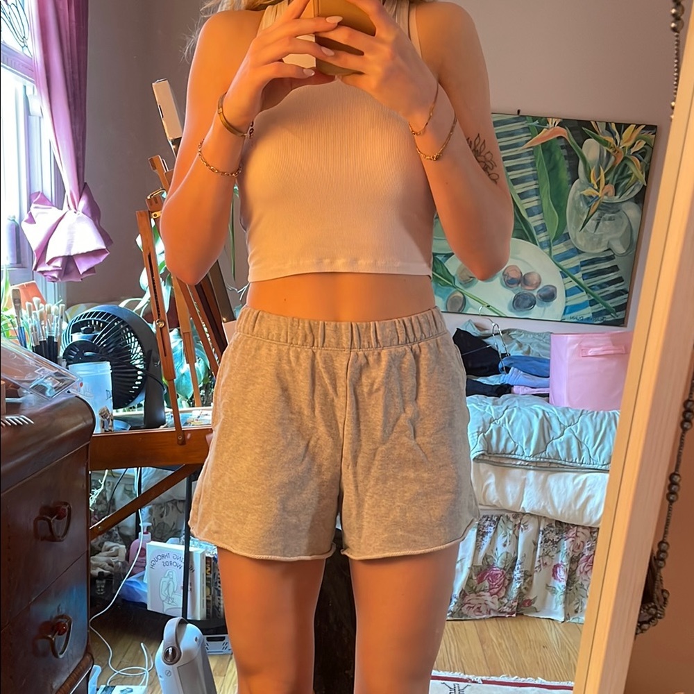 Aerie Gray Athletic Shorts with Elastic Waistband